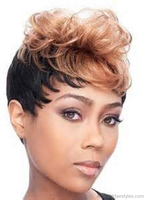 African American Short Hairstyle with Spiky Gold