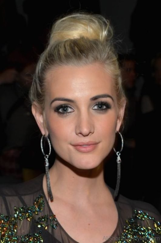 Ashlee Simpson With Bun Hairstyle 