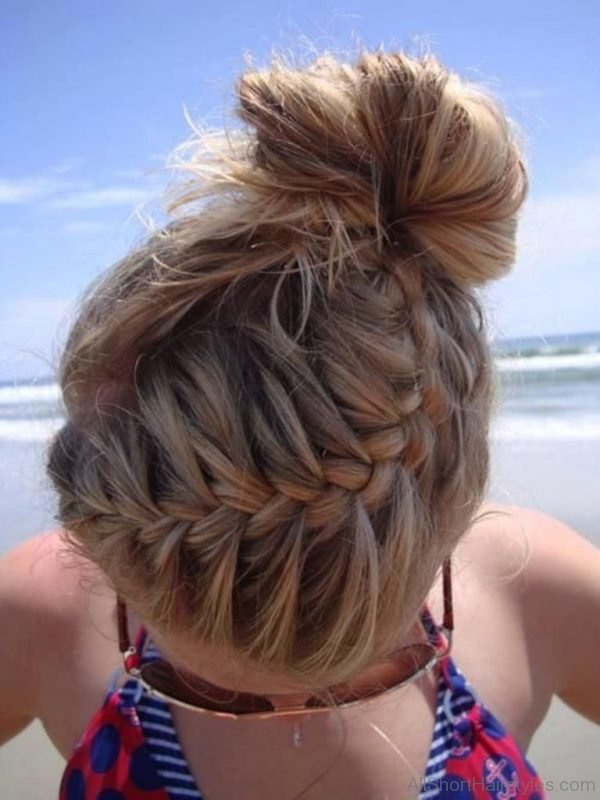 Attractive Side Braided Bun Hairstyle