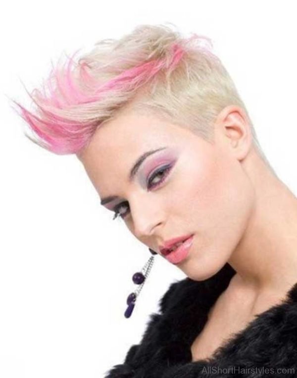 Blonde Pink Punk Pixie Cut