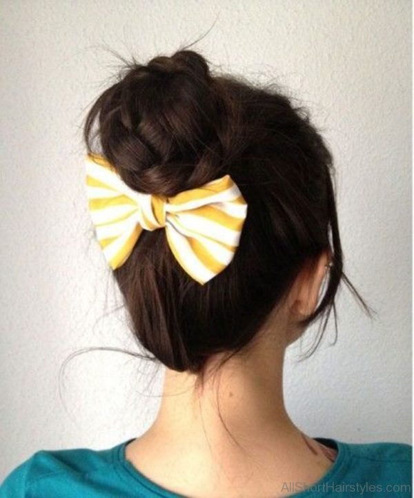 Bun With Bow Hairstyle