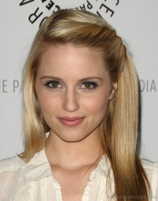 Dianna Agron Side Half Pin Up Hairstyle 