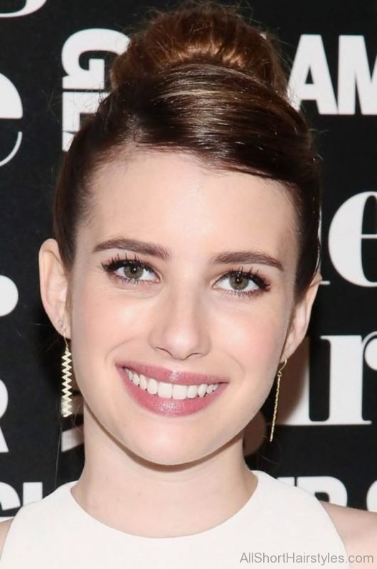 Emma Roberts High Bun Hairstyle 