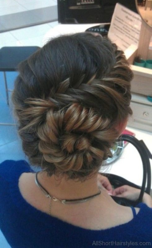 French Braid Bun Hairstyle 