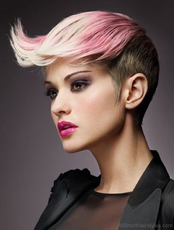 Pink And White Spiky Hairstyle
