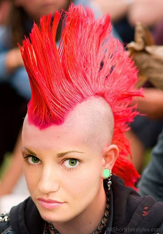 Red Color Funky Spiky Haircut