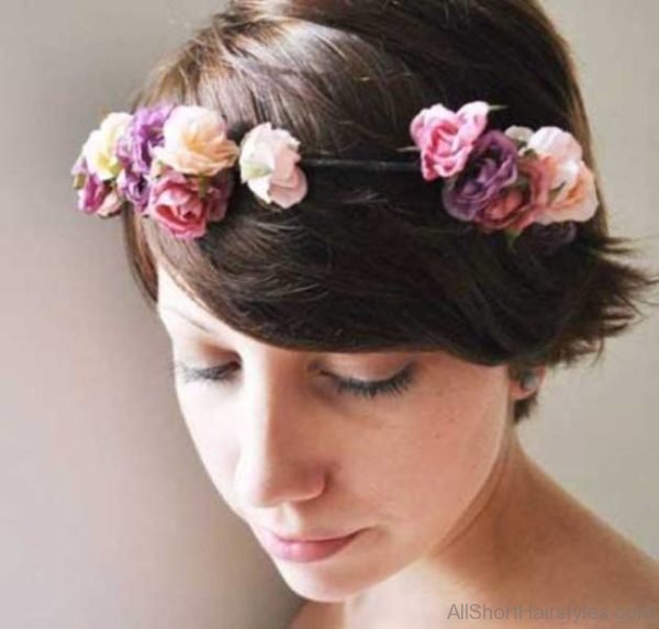 Short Hairstyle  With Flowers