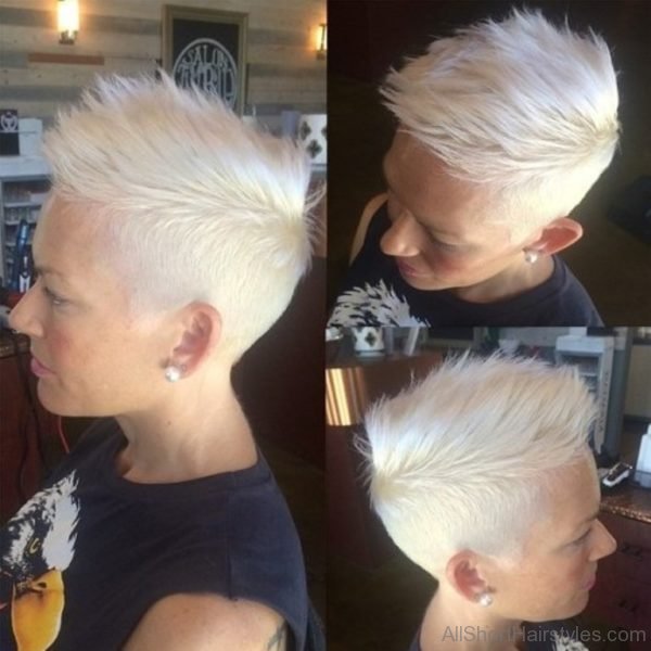 Short Spiky Hairstyle White Blonde Pixie