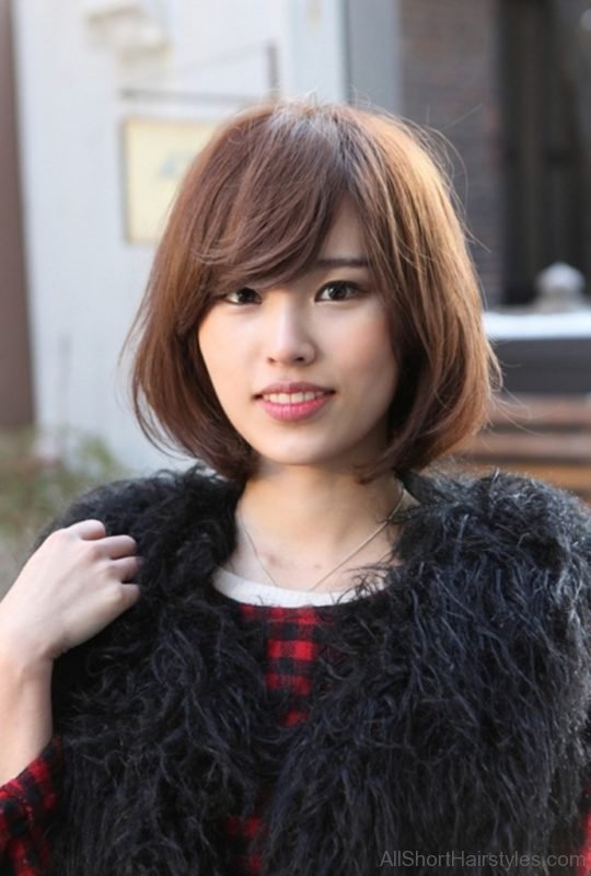 Asian Short Hairstyles With Side Swept Bangs