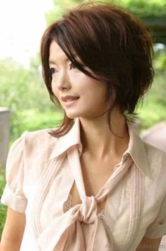 Asian Short Inverted Brown Bob Hairstyle