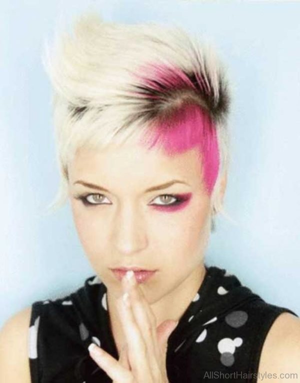 Attractive Short Emo Pink Blonde Pixie Hair