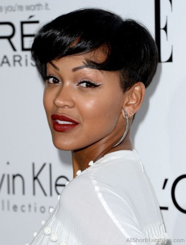 Black Pixie Crop with Soft Side Swept Bangs