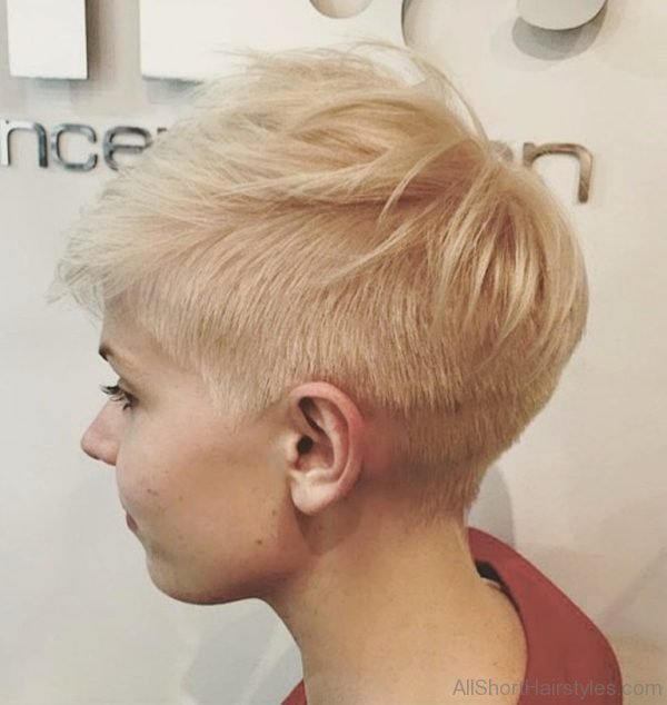 Blonde Asymmetrical Pixie with Bangs Haircut