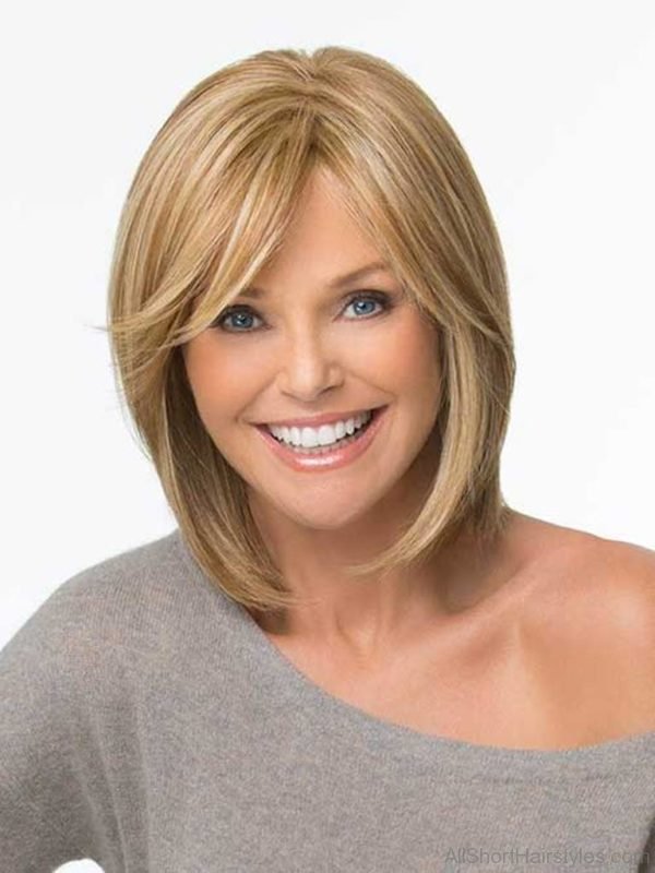 Blonde Bob Hairstyle with Side Swept Bangs