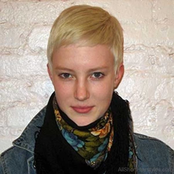 Blonde Colored Short Pixie Haircut