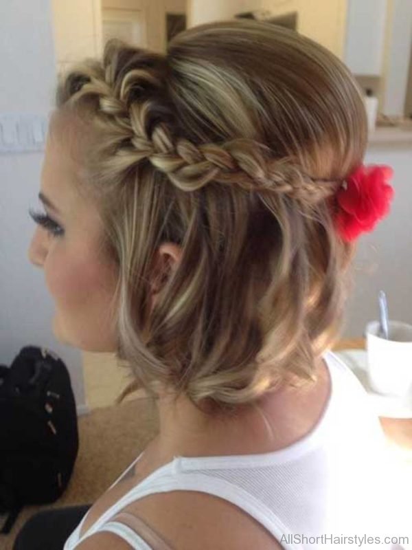 Blonde Short Bob Hair Updo with Braids