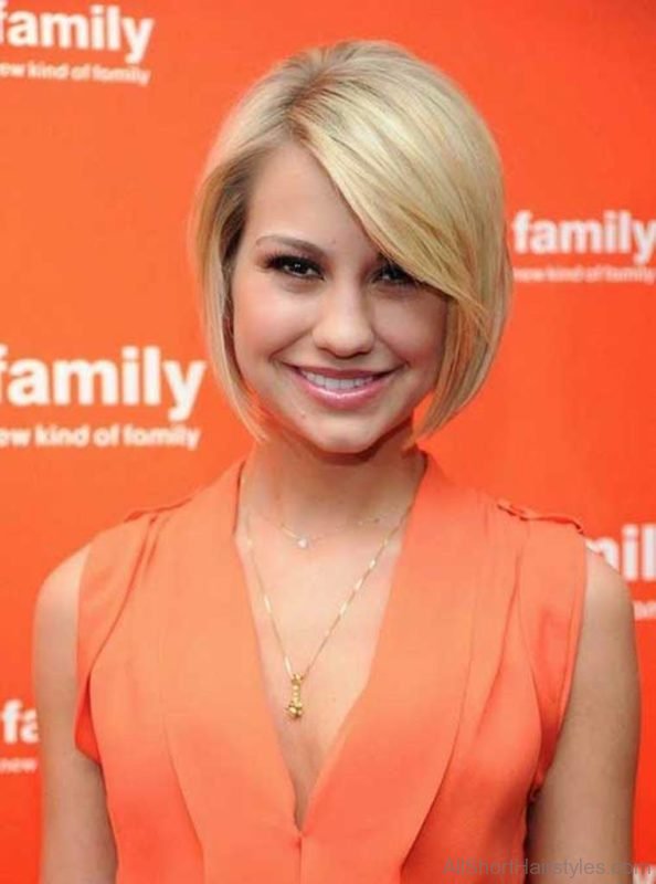 Blonde Short Bob Side Swept Hairstyle