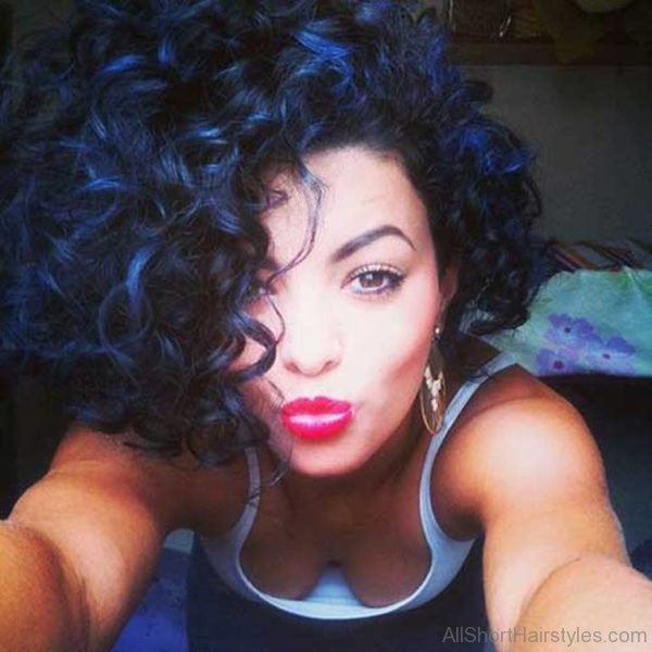 Blue Curly Bob Hairstyle