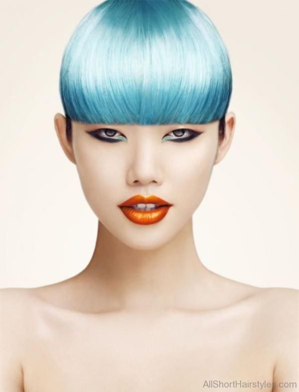 Blue Short Bob Haircut