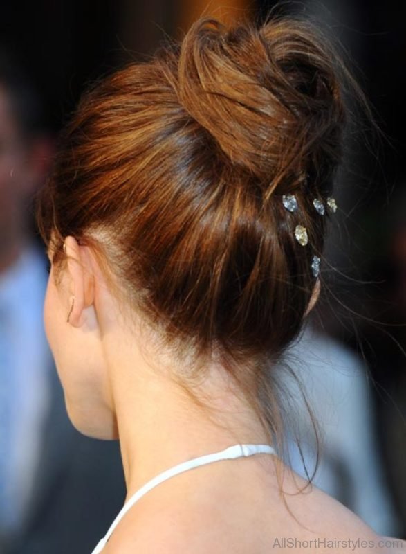 Casual High Folded Updo with Crystal Pins