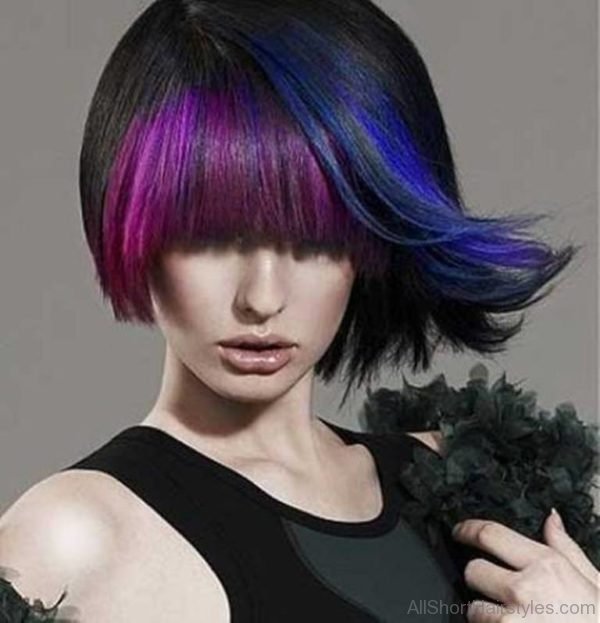 Colored Angled Bob Haircut