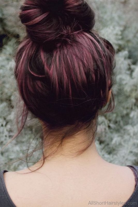 Colored High Bun Hairstyle