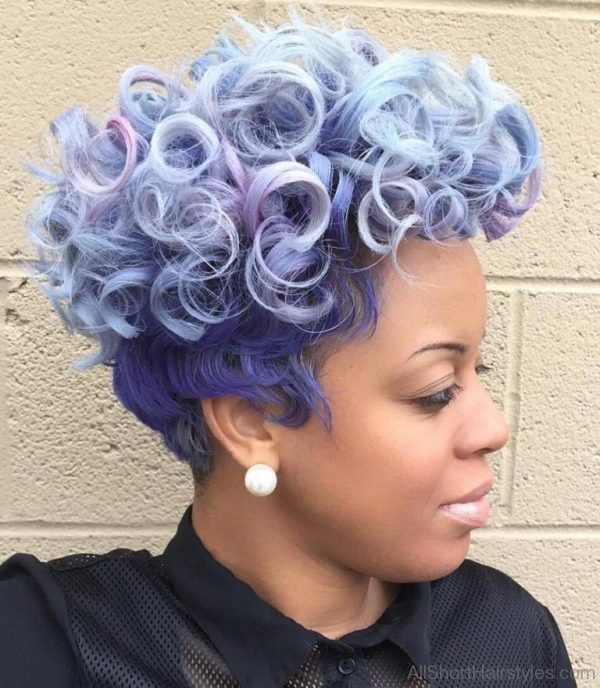 Curly and Blue Hairstyle