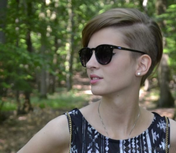 Dark Blonde Straight Shaved Pixie Cut