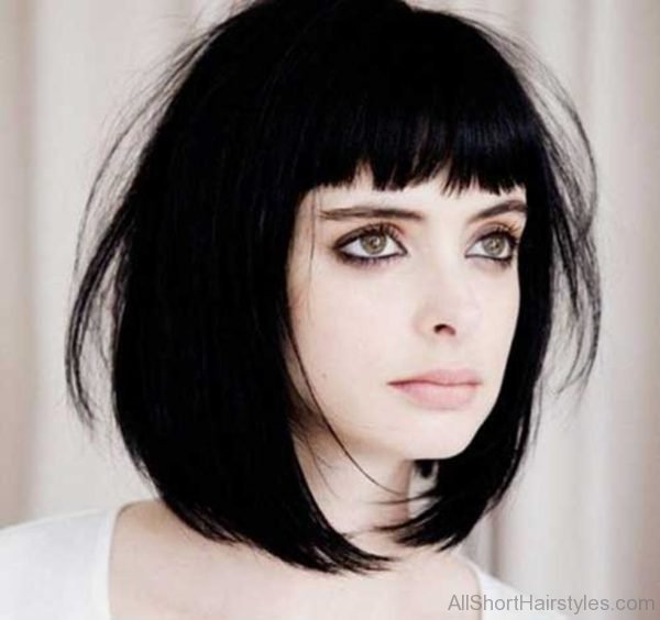 Dark Bob with Bangs Hairstyle