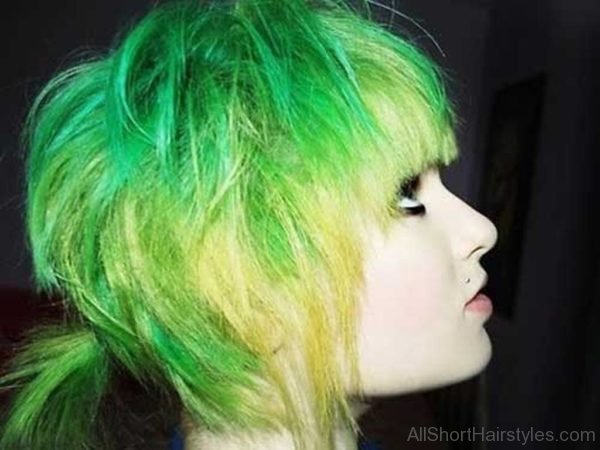 Emo Long Pixie Cut for Green Hair