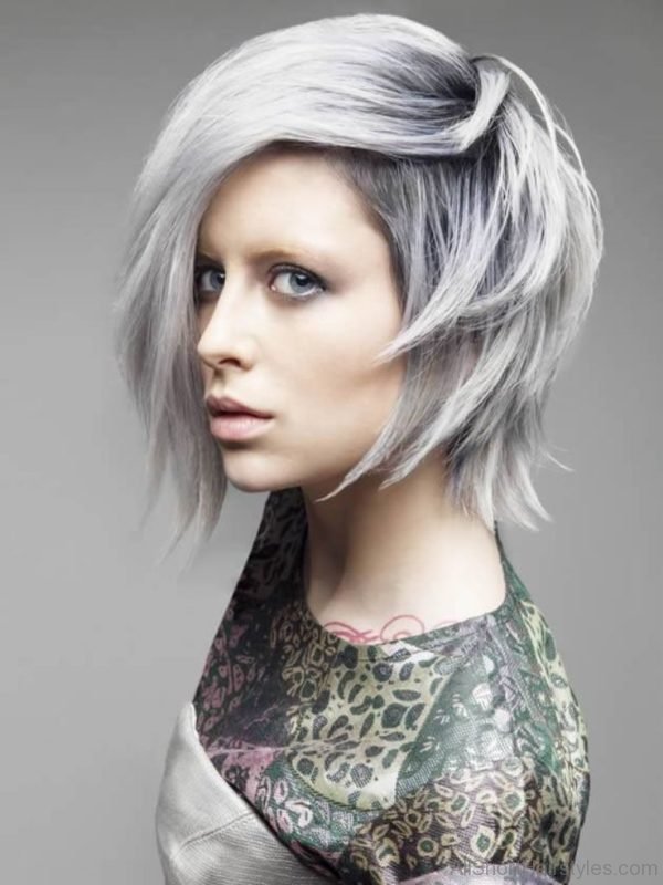 Flipped Grey Hairstyle