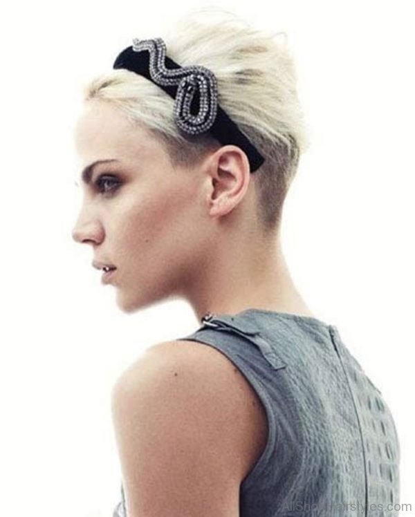 Girl With Short Blonde Undercut Hairstyle