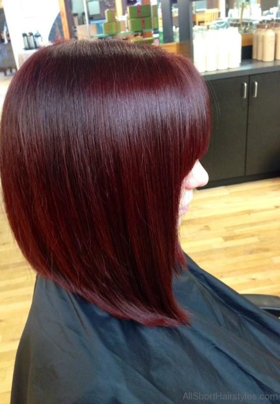 Great Burgundy Stacked Haircut