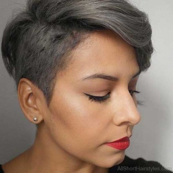 Grey Side Shaved Pixie Hairstyle