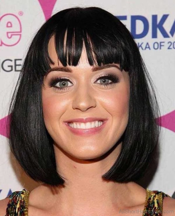Katy Perry Short Black Bob Hair with Bangs