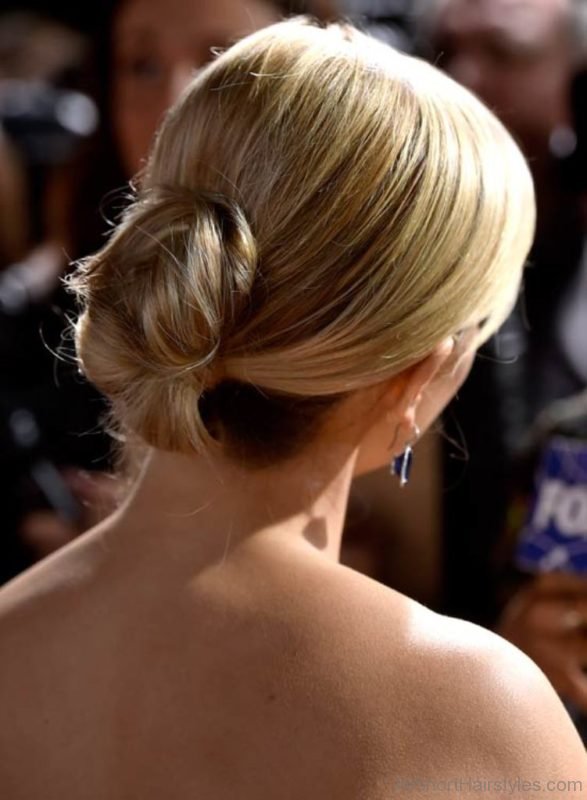 Low Folded Updo on Golden Blonde Hair