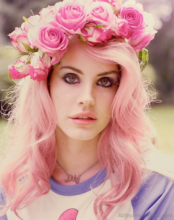 Medium Hairstyle With Flowers