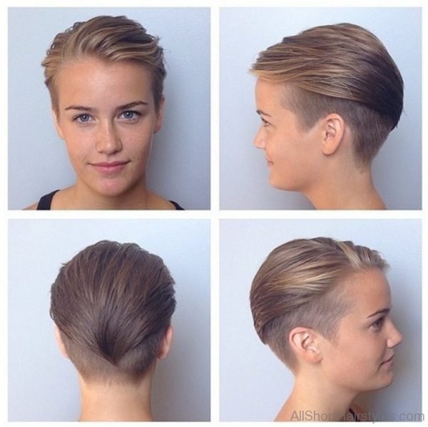 Natural Blonde Pixie Cut with Shaved Underside