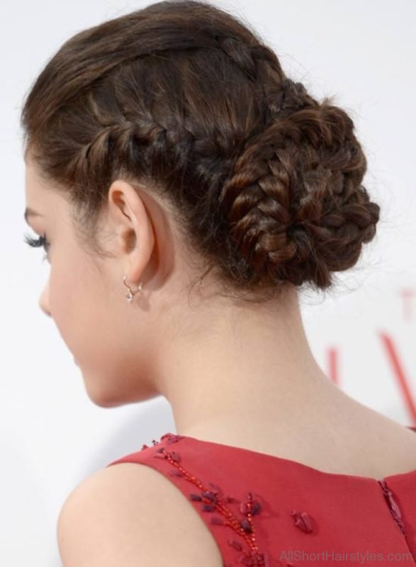 Neat Braided Updo with Puff and Side Braids