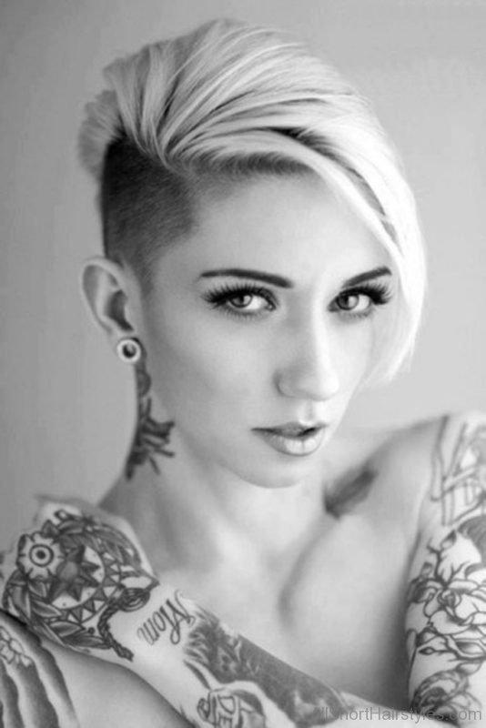 Neck Tattoo And Blonde Undercut Hairstyle