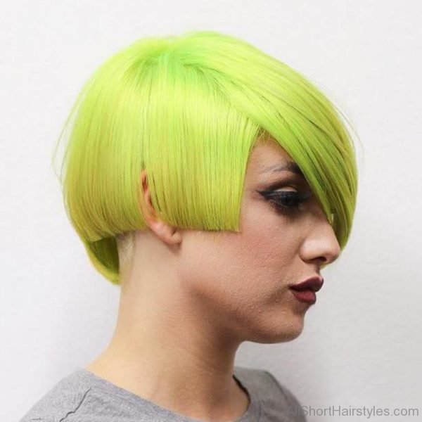 Neon Side Parted Bowl Haircut