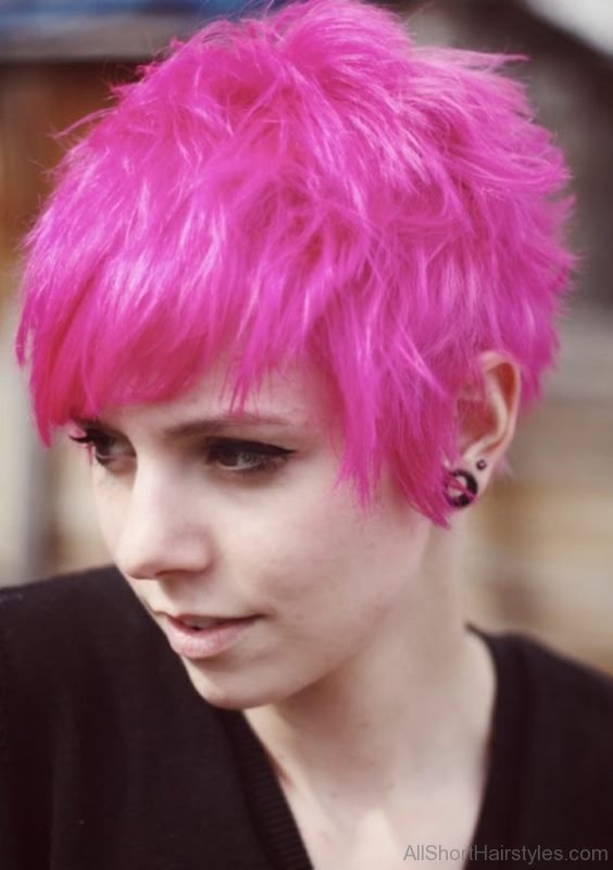 Pink Short Emo Hairstyle
