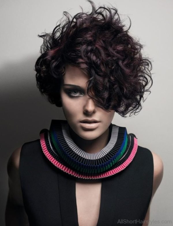 Purple Black Short Curly Hairstyle
