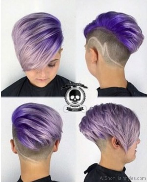 Purple Hair With Short Undercut Hairstyle