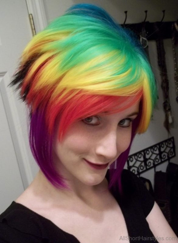 Rainbow Short Emo Hairstyle