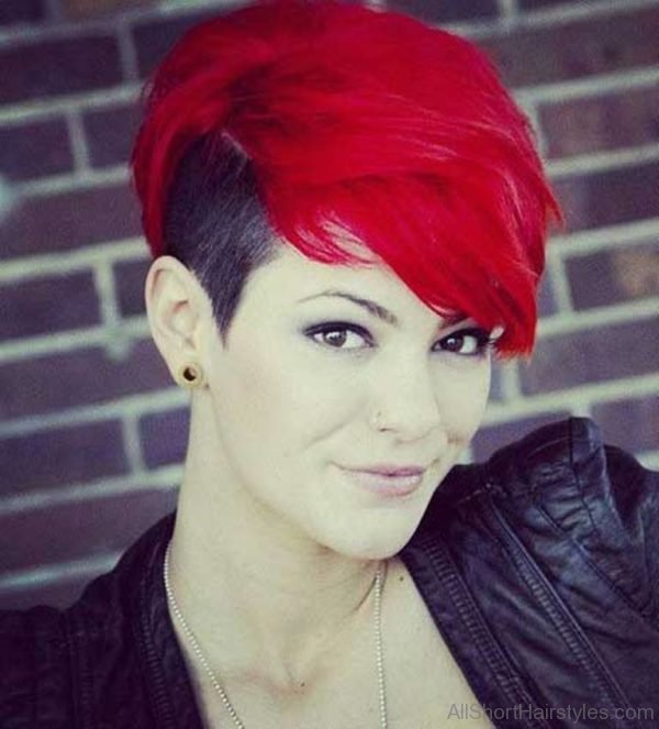 Red Color Short Undercut Hairstyle