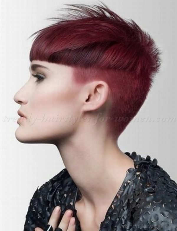 Red undercut hairstyle for women
