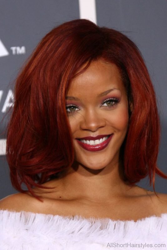 Rihanna Burgundy Hair