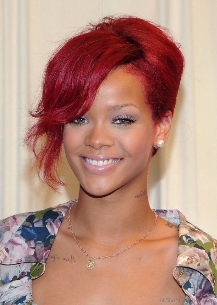 Rihanna With Red Hairstyle.