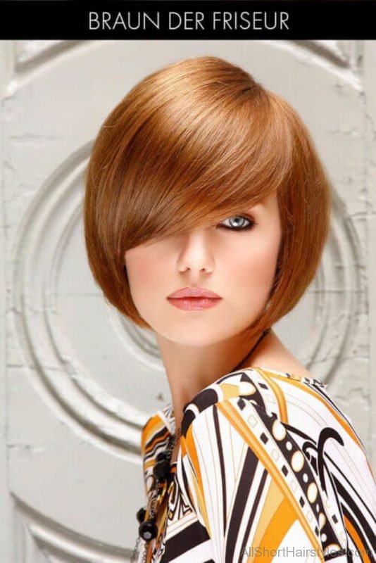 Rounded Bob with Side Swept Fringe Hairstyle